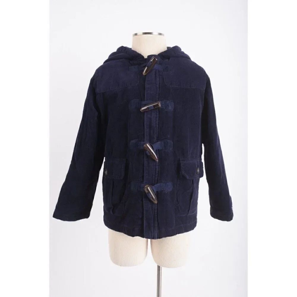 Gymboree Kids Toddler Toggle Coat 2T Corduroy Fleece lined Navy Blue Hooded